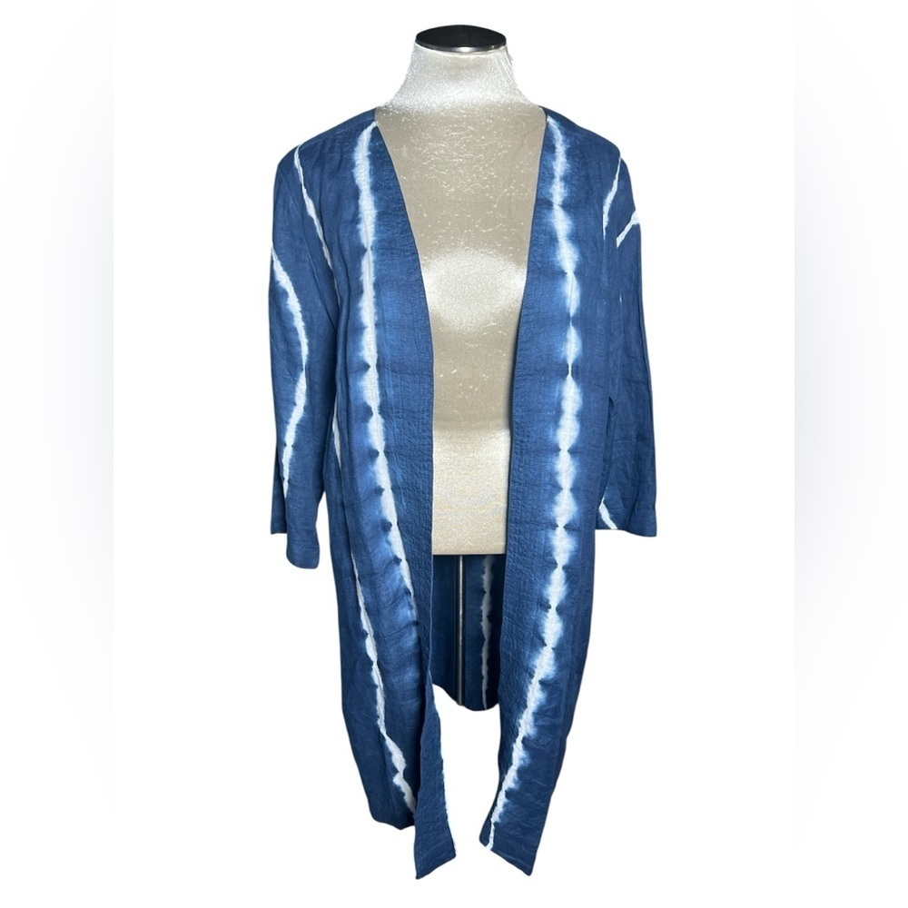 Chico's Indigo Open Cardigan 100% linen L/12